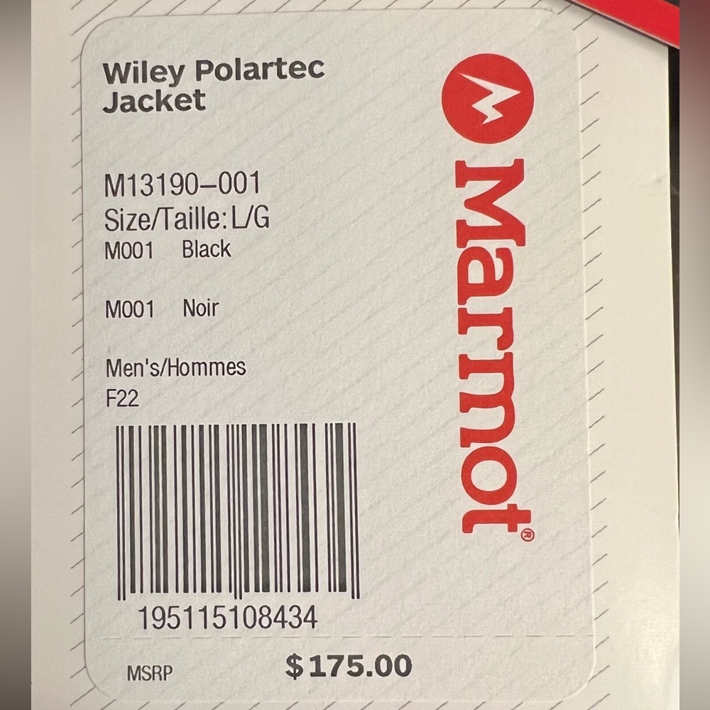 Marmot Wiley Fleece Jacket
Men’s Large
Black
Polartec Thermal Pro 300 fleece
EC - Picture 10 of 14